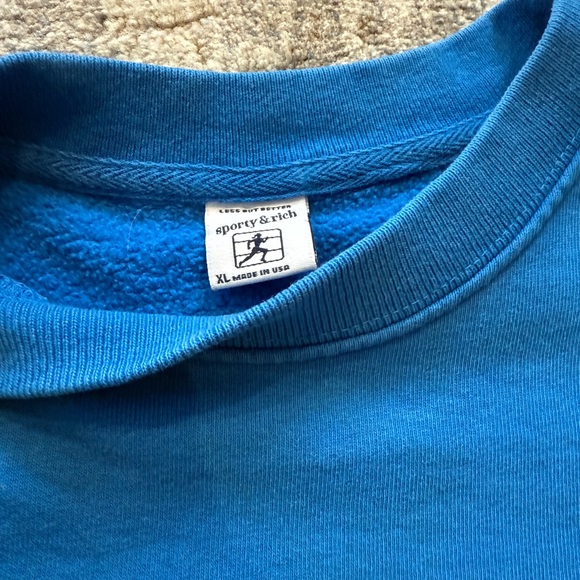 Sporty & Rich SRHWC Blue Cotton Crewneck Oversized Cozy Sweatshirt XL - Picture 6 of 8